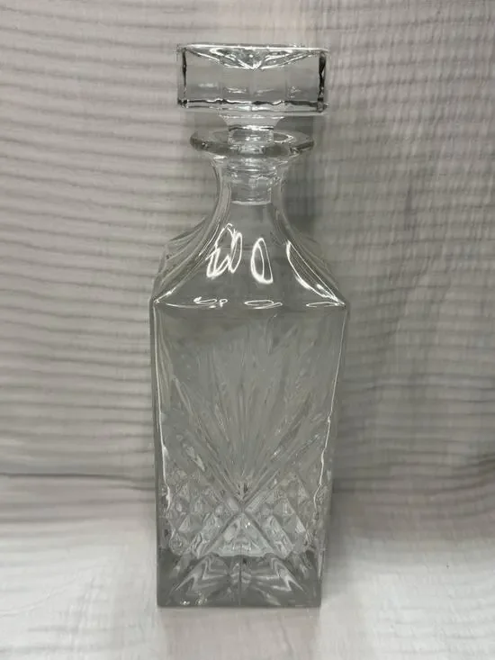 Beautiful Vintage Antique Heavy Glass Whiskey Decanter With Stopper