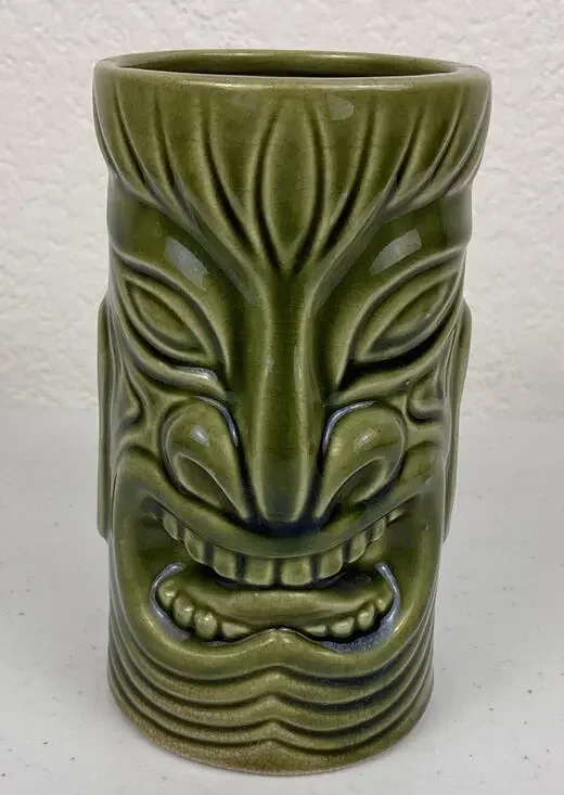 VTG OtagiriGreen Tiki Mug Ceramic Polynesian Coconut Cup Barware Imported