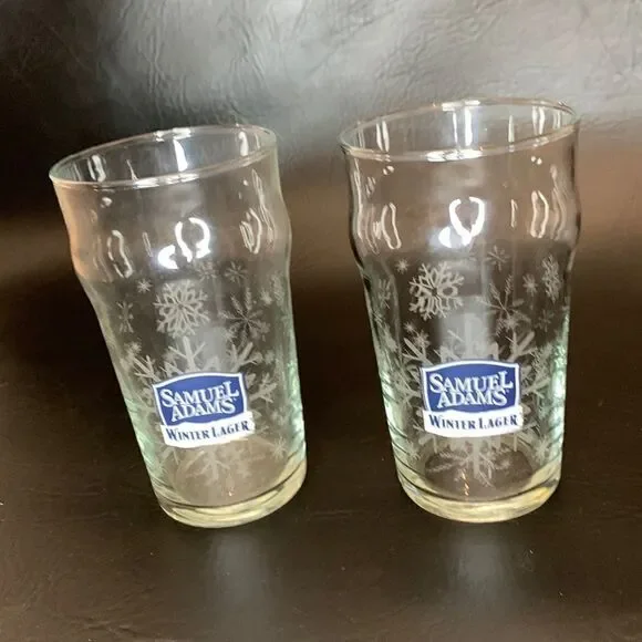 Samuel Adams Winter Lager Pilsner Blue White Etched Snowflakes 16 Oz 2 I…