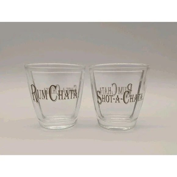 RumChata Shot-A-Chata Divided Shot Glasses - Split Glass - Rum Chata - Lot of 2