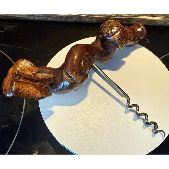 Burl Grape Vine Root Wood Cork Screw Wine Bottle Opener Brown Bar 6