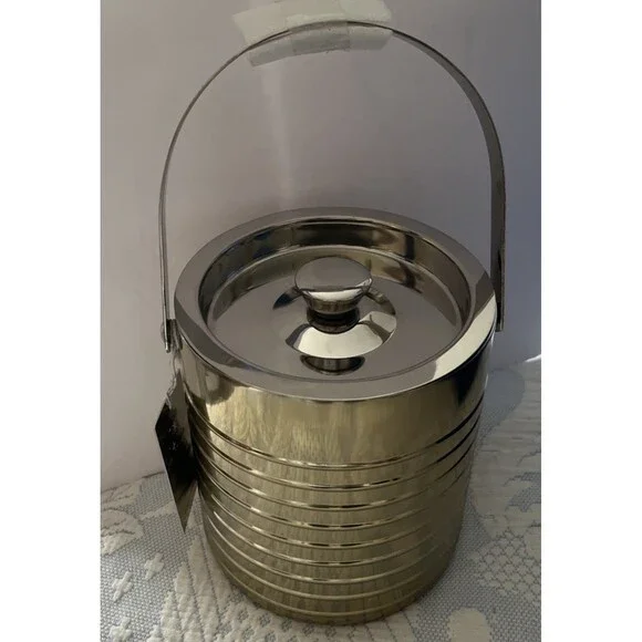 Gold/Silver Modern Party Ice Bucket Holiday Stylish Urban Double Walled Cold