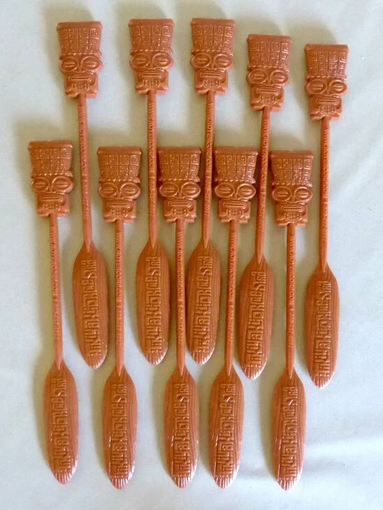 NEW 7.75” TIKI GOD BOAT OAR PLASTIC SWIZZLE STICKS COCKTAIL STIRRERS LOT OF 10