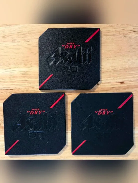 Lot Of 3 Asahi Pleather Coasters, 4