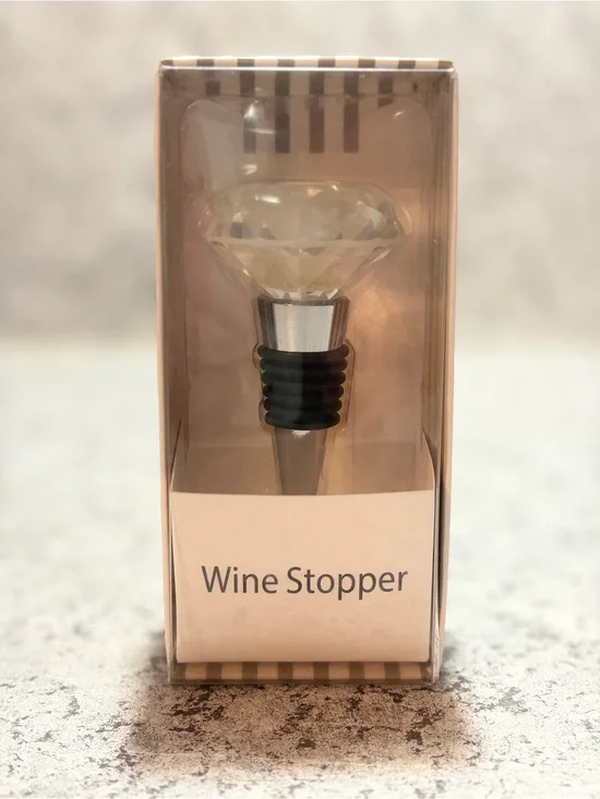 Diamond-Style Top Wine Stopper-Elegant Crystal-Look Decorative Bottle Sealer NIB