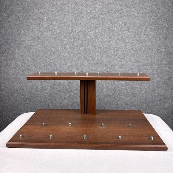 Wood Beer Tap Handle Display Stand 16 Capacity Two Tier Brown Bar Rack 18 Inch