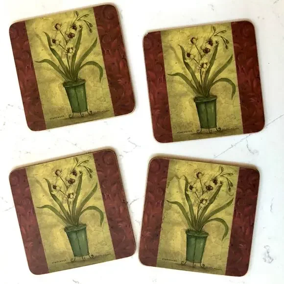 Set of 4 Pimpernel Coasters Cork‎ Backed, Excellent Condition!