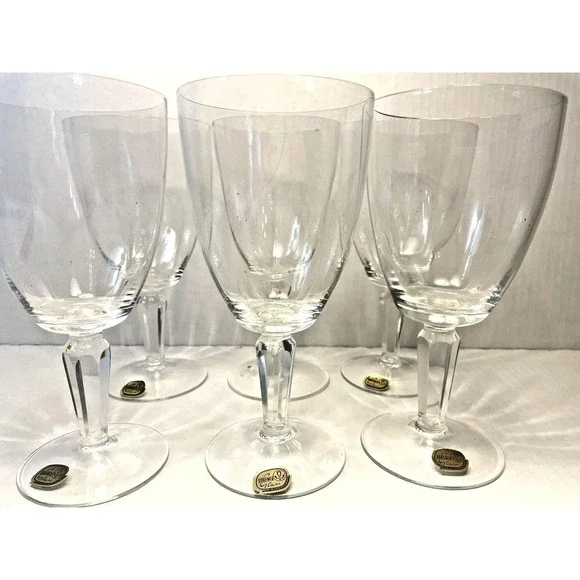 Vintage Bohemia Czech Crystal Stemware Glasses Set of 6  8oz Wine‎ Water