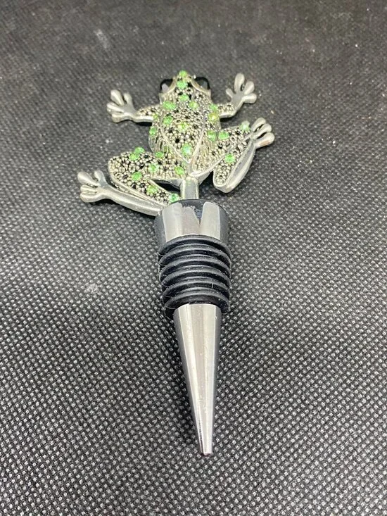 Rhinestone Frog Wine Stopper