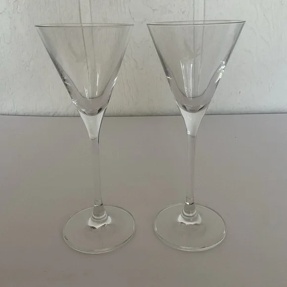 Pair of Authentic Grey Goose Etched Martini Glasses (Set of 2)