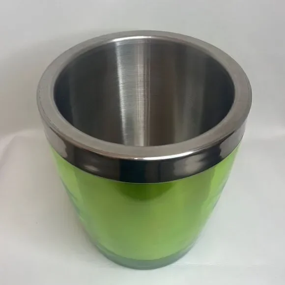 Wine Bucket Champagne Lime Green Silver 3 Quarts Or 12 Cups 8 In Tall 7 In Round