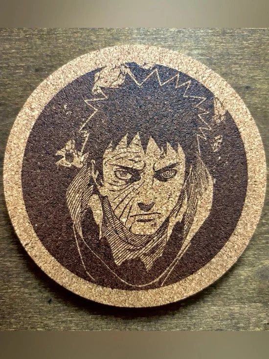Naruto Obito Uchiha Laser Engraved Cork Coaster