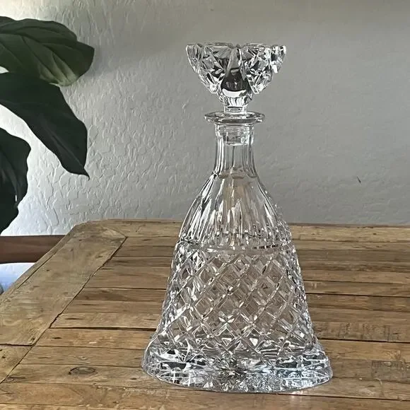 Vintage Bell Shaped Heavy Cut Glass Crystal Liquor Decanter 13
