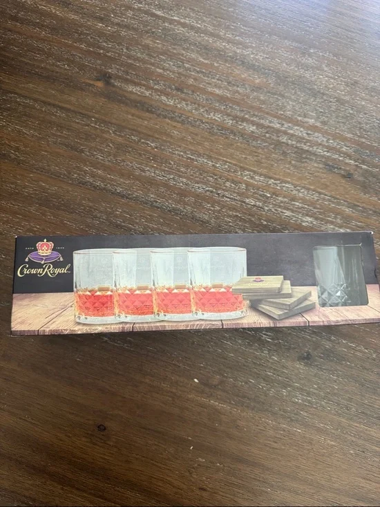 Crown Royal Whiskey Glasses and Coasters Set