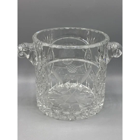 Crystal Golf Hospitality Pineapple Ice Bucket with Handles‎ Lead Glass