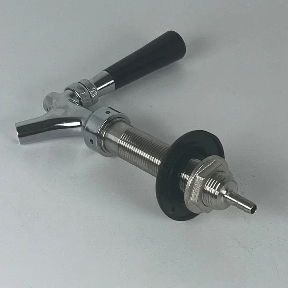 Kegco Chrome Draft Beer Faucet with Shank‎ and Black Tap Handle Assembly