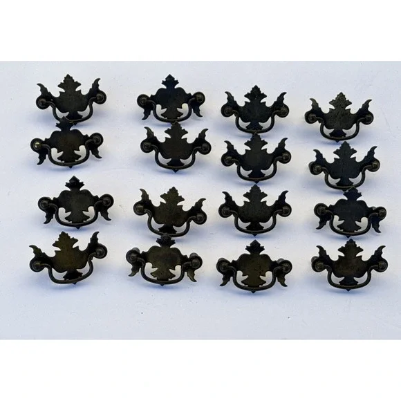 16 Vintage Batwing Drawer Pulls Antique Brass Chippendale Style Furniture Hardwa