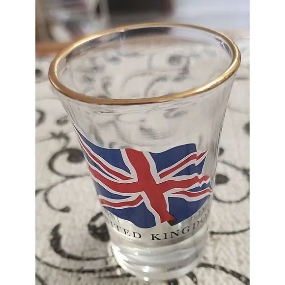 United Kingdom Flag Shot Glass with Gold Rim