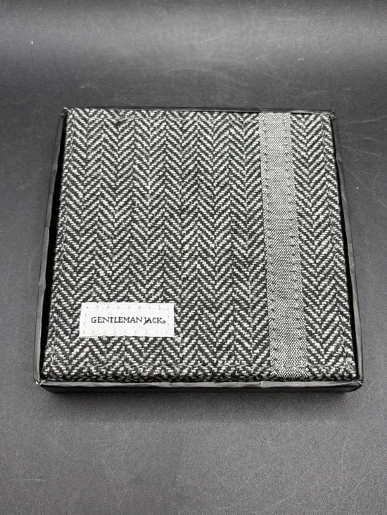Gentleman Jack Black & Gray Square Fabric Coasters, Set 4 Minimalist Classic