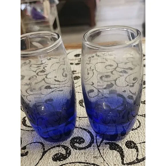 Set of 2  Canival Cruise Line Blue Ombre Shot Glasses