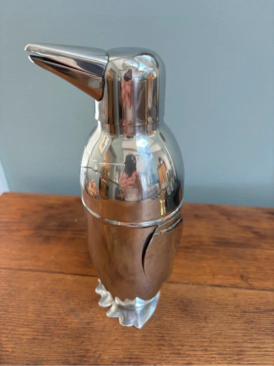 Adorable Tuxedo Penguin-Shaped Stainless Steel Cocktail Shaker- Like New