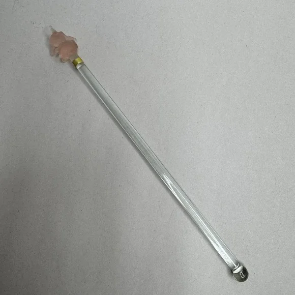Vintage Stirrer‎ Swizzle Stick Pink Satin Glass Elephant Charm Made in Taiwan