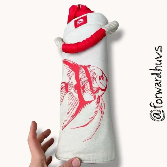 Igloo Fish Print Insulated Wine Bottle Tote Carrier Canvas Red White Cooler