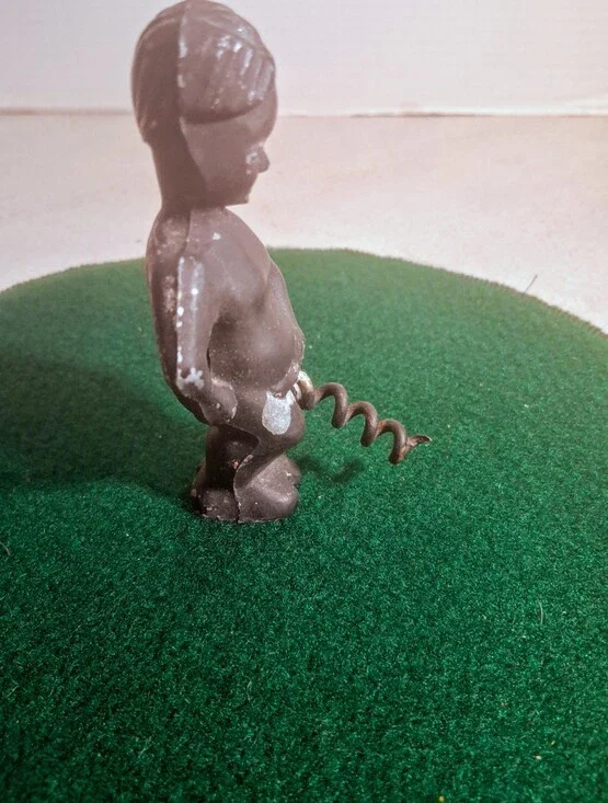 Vintage Cast Iron Cork Screw Little Boy Peeing