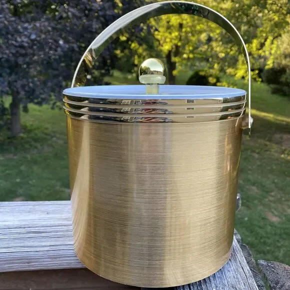 Mid century Modern gold tone Ice Bucket