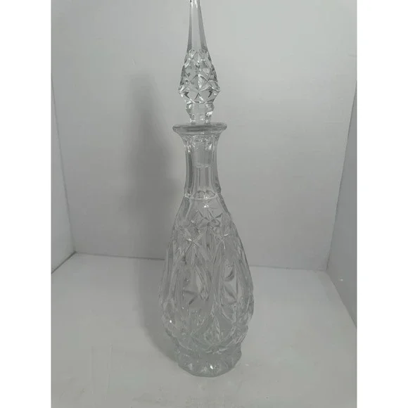 clear glass /crystal decanter with Solid Glass stopper Empty