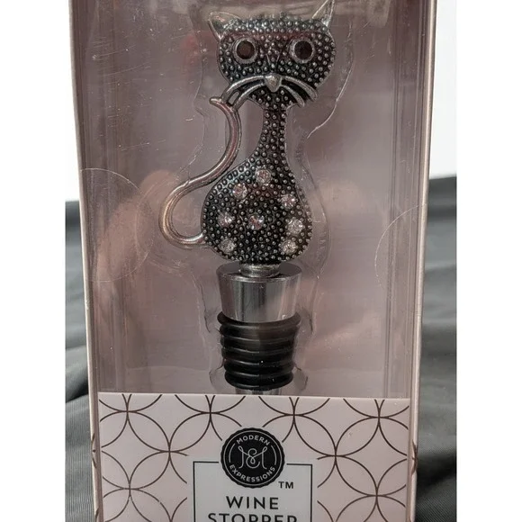 Modern Expressions Rhinestone Cat Wine Stopper - New in Box‎