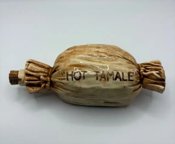 Vintage Nip Novelty Pocket Whiskey Flask Hot Tamale Antique Prohibition Era
