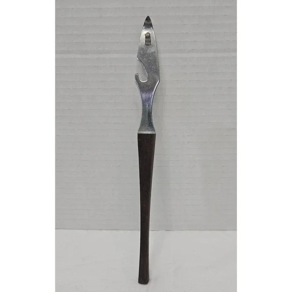 Vintage Wood Handle Bottle Opener Stainless Steel Mid-century Modern