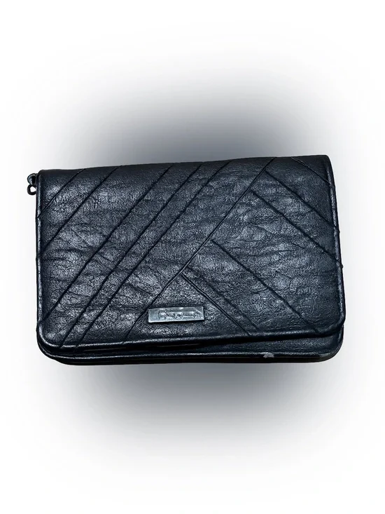 Jessica Simpson Black Checkbook Wallet Leopard Print Interior Faux Leather
