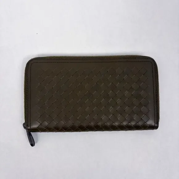 Bottega Veneta Zip Around Intrecciato Weave Leather Continental Wallet