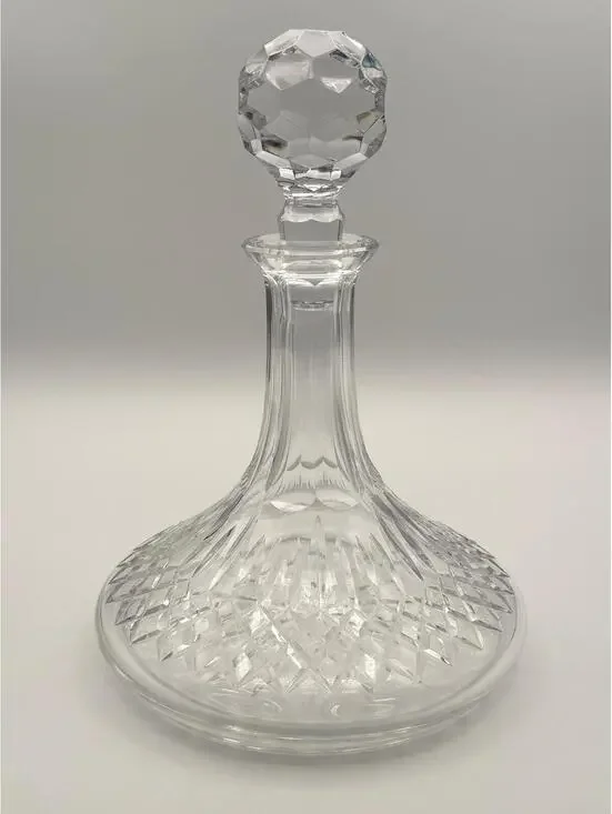 Vintage Waterford Crystal Ship Decanter Lismore Pattern Irish Cut Liquor Barware