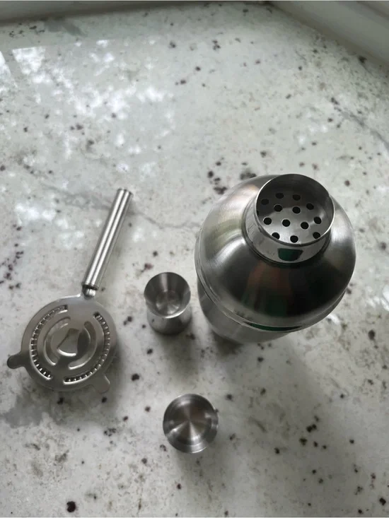 Stainless Steel Cocktail Shaker Set with Jigger and Hawthorne Strainer