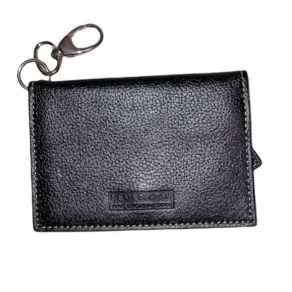 Levenger black leather mini card wallet