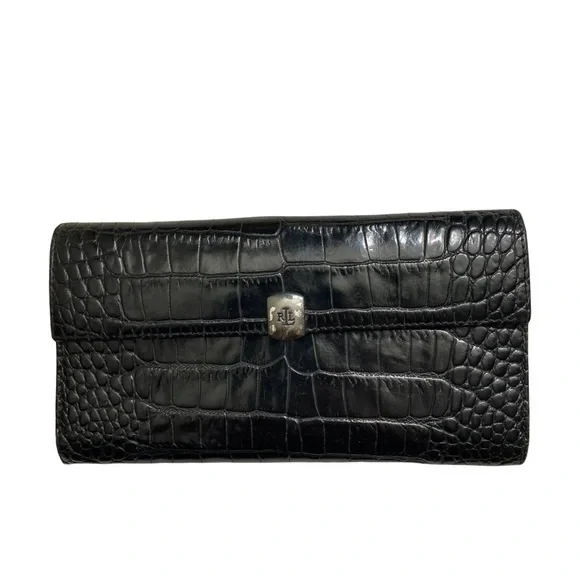 Lauren Ralph Lauren black embossed leather vintage wallet