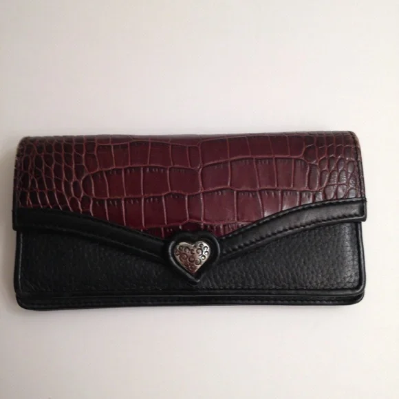 Brighton black brown croc embossed leather wallet
