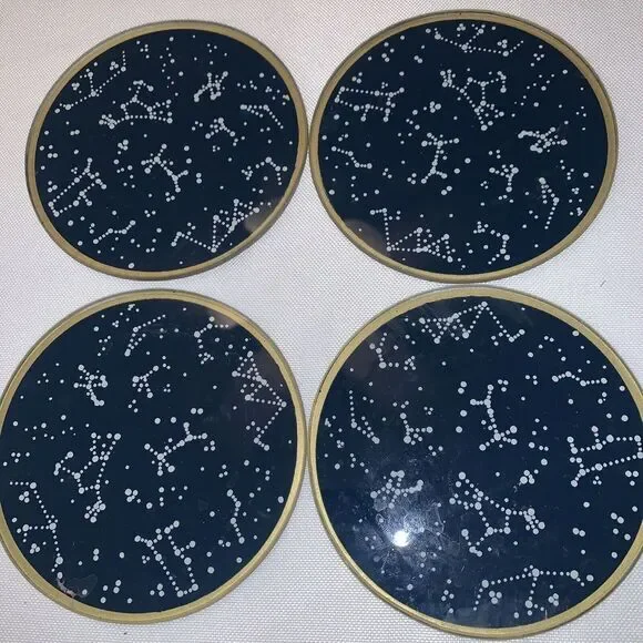 Kate Aspen Under‎ The Stars Glass Coaster with Holder (Set of 4 )
