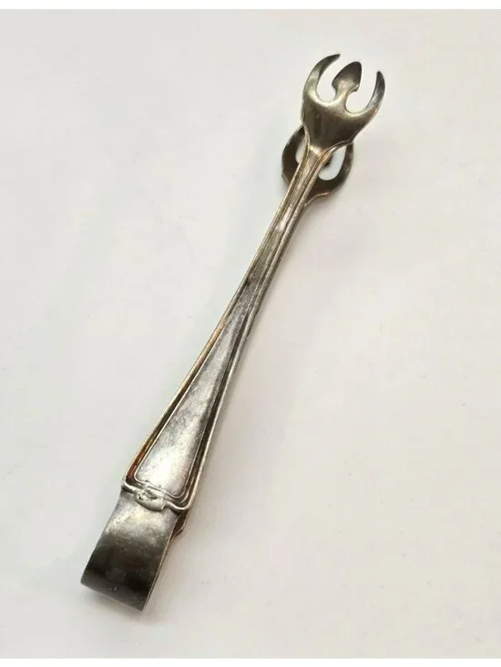 Antique Silverplate Sugar Tongs Serving Utensil Floral Claw Ends 4