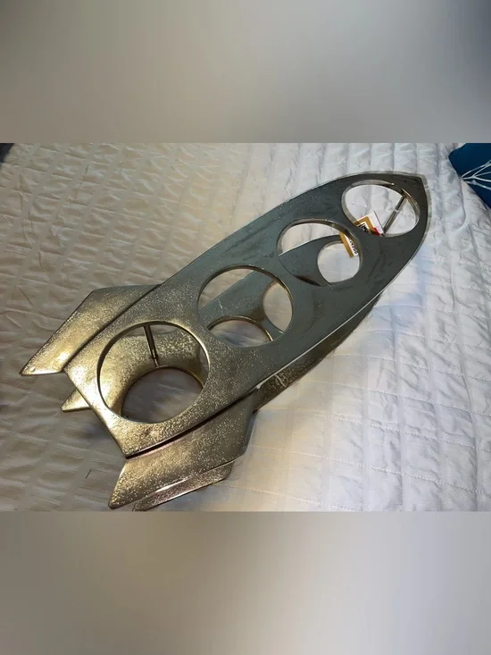 Metallic Silver 4-Bottle Wine Holder Rack
