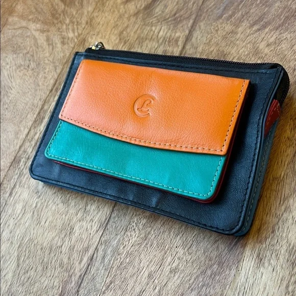 Multi Color Italian Leather Belt Wallet