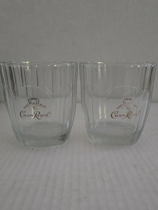 Pair of Crown Royal Ribbed Whiskey Glasses
