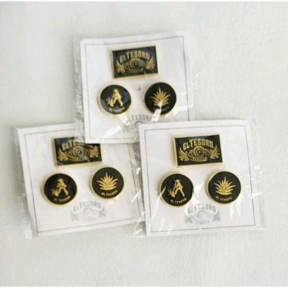 El Tesoro Tequila Gold Enamel Lapel Hat Pin Set *BRAND NEW* Lot Of 4 Sets