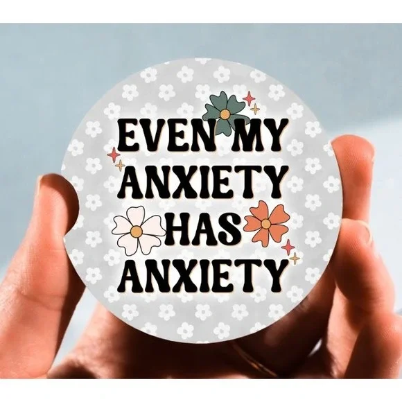 Set of‎ 2 Car Coasters, My Anxiety Has Anxiety Car Coaster, Neoprene Car Coaster