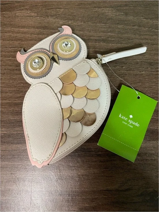 Kate Spade New York Owl Shaped Wristlet Wallet with Gold Accents