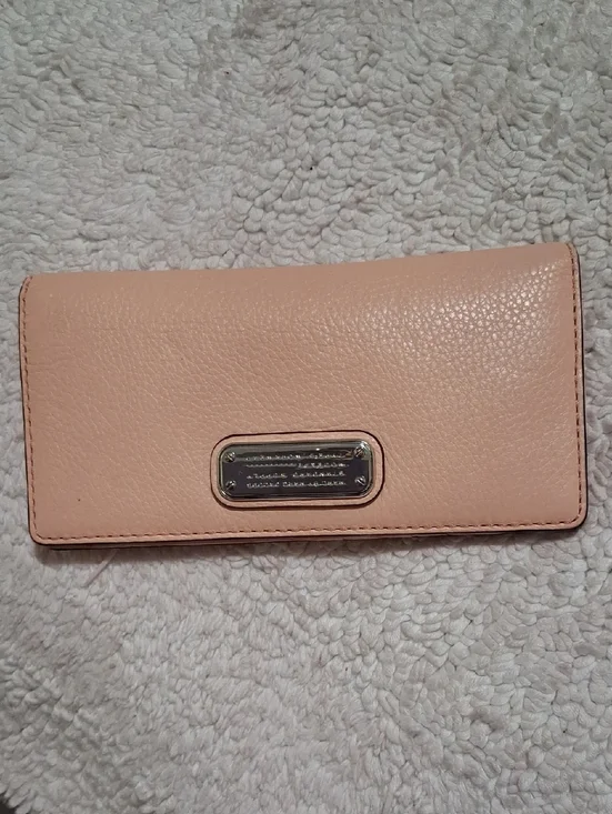 Peach Leather Long Wallet - Women's Clutch