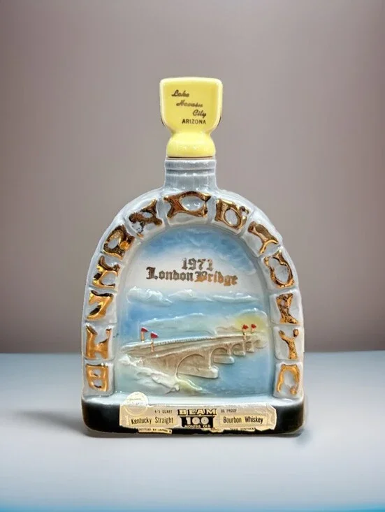 Vintage 1971 Jim Beam Decanter London Bridge Lake Havasu Bottle Empty 10